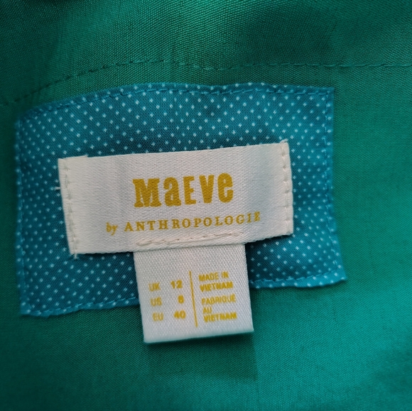 Maeve x Anthropologie Kelly Green Linen Blend Button-Front Midi Sundress Size 8 - Picture 3 of 5